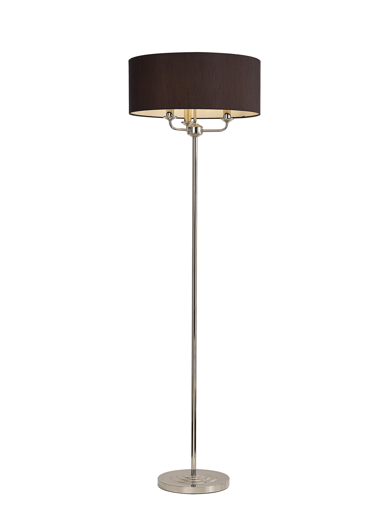 DK0892  Banyan 45cm 3 Light Floor Lamp Polished Nickel, Black